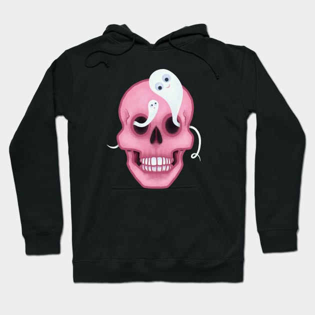 Pastel Goth Funny Skull Hoodie by Boriana Giormova